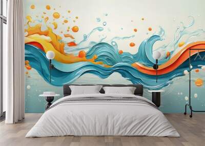 splash and waves in vector abstract shape AI 4K Wall mural