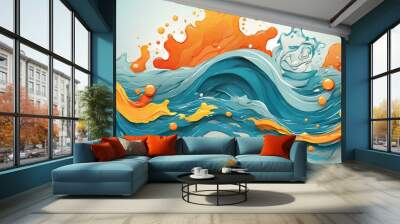 splash and waves in vector abstract shape AI 4K Wall mural