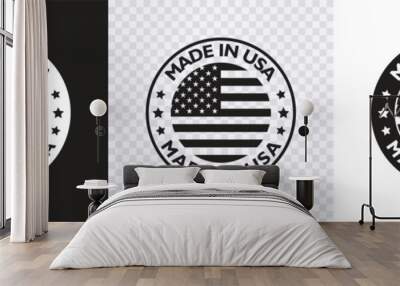 Made in USA badge with USA flag elements set, made in usa logo, American Product emblem, Made in USA stamp,Vector illustration Wall mural