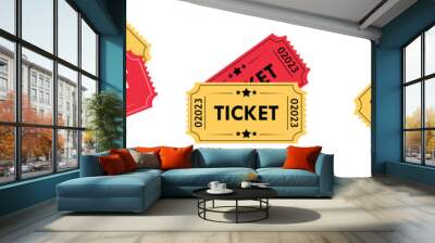 Ticket icon set, Movie show ticket vector icon, Cinema or Movie ticket in flat style ,Admit one coupon entrance vector Wall mural