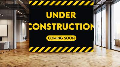 Under construction coming soon black and yellow background design Wall mural