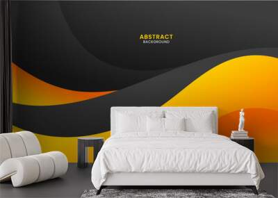 Abstract black and orange wave background Wall mural