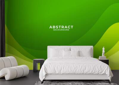 Abstract curve green banner background Wall mural