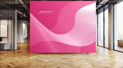 Abstract pink wavy lines background vector Wall mural