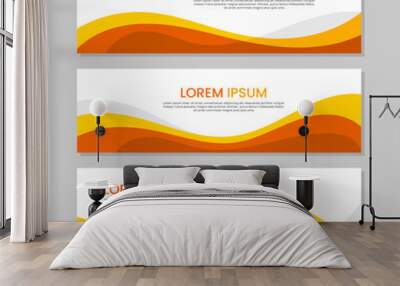 set of abstract orange banner template with wave vector illustration Wall mural