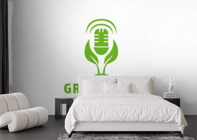 Green talk environment and nature podcast logo Wall mural