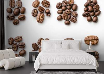 
Set of fresh roasted coffee beans isolated on white background Wall mural