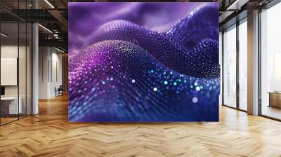 3d hi-tech Purple circular dots topography futuristic background, 3d particles geometrical premium business tech background Wall mural