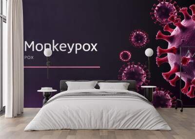 A banner design featuring the text Monkeypox, monkey pox virus spread, new virus in world, monkeypox virus in world, monkeypox virus in body Wall mural