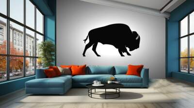 bison silhouette on white background. isolated vector animal Wall mural