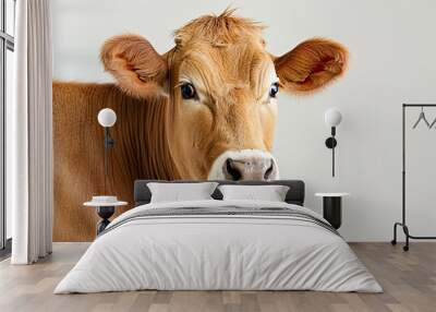 close up adult cow on a white background Wall mural