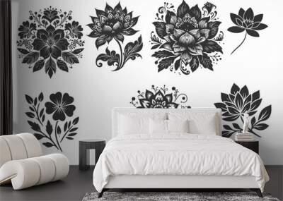 flower silhouette vector for template design Wall mural