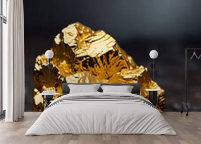 Gold Nugget, large and with a rough rocky look. Concept of Gold mining and prospecting. Illustrative Wall mural