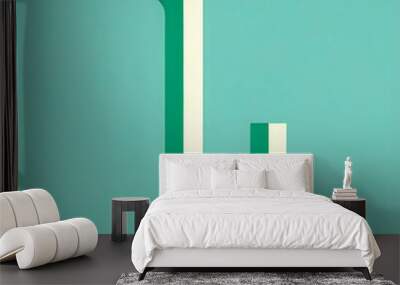 huge-green-l-needle-lettering-on-a-light-blue-background-in-a-simple-2d-flat-style-with-minimali Wall mural