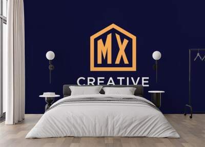 Initial MX logo with abstract home shape, modern minimalist realty logo design ideas Wall mural