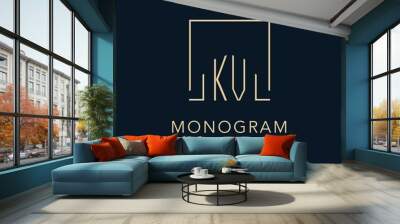 Initials KV logo square lines shape style, classy elegant logo design Wall mural