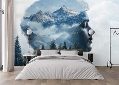 Man and Mountain: A Visual Metaphor Wall mural