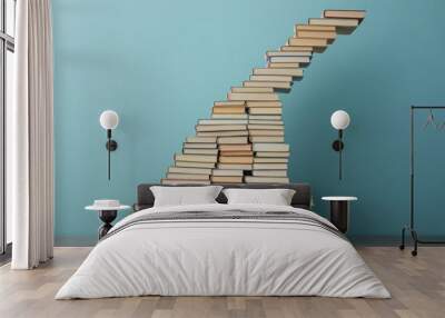 Stack of Books Forming a Hill Wall mural