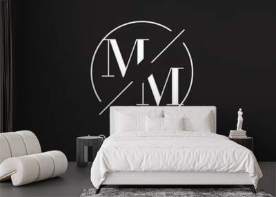 Letter MM logo with simple circle line. Creative look monogram logo design Wall mural