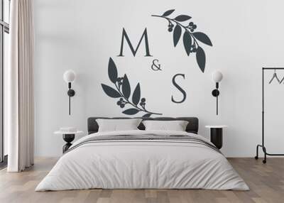 Letter MS elegant wedding monogram logo design Wall mural