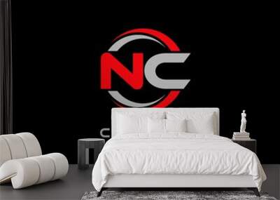 Letter NC logo combined with circle line, creative modern monogram logo style Wall mural