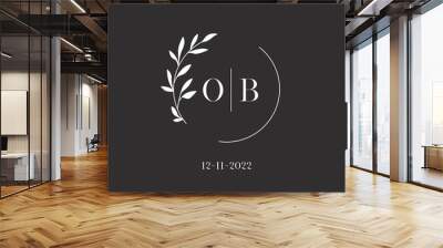 Letter OB wedding monogram logo design template Wall mural