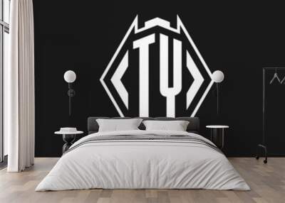 Letter TY initial esport creative simple logo design style Wall mural