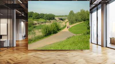 London, UK, 15 May 2023: North parklands looking towards Here East, Queen Elizabeth Olympic Park
 Wall mural