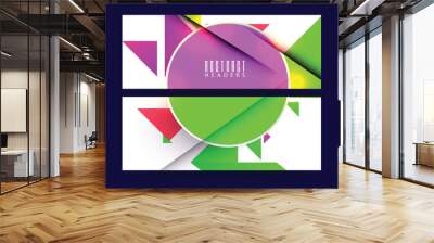 Abstract Geometric Style Social Media Banner or Header Design in Two Options. Wall mural