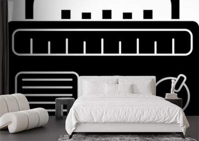 B&W radio icon in flat style. Wall mural