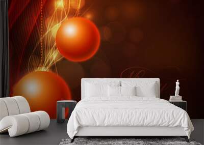 Beautiful Xmas balls decorated with stars on snowflakes backgrou Wall mural