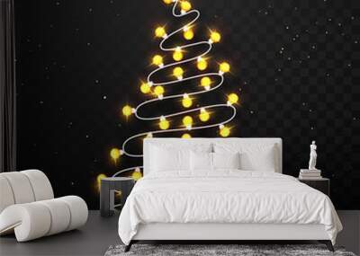 Christmas tree made with decorative lights. Wall mural