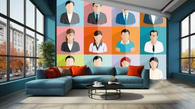 Colorful set of young male and female business characters. Wall mural