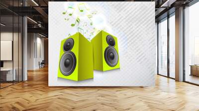 Concept of musical notes with loud speakers. Wall mural