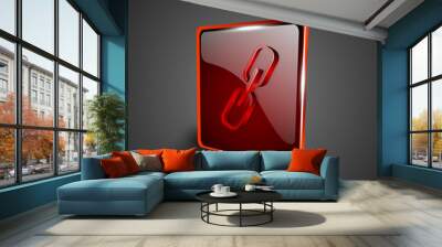 Glossy red 3D web 2.0 link or connect symbol icon set. EPS 10. Wall mural