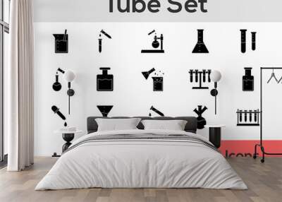 Glyph Style Set Of Lab Tube Icon On White Background. Wall mural