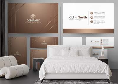 Horizontal business card with front and back presentation. Wall mural