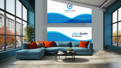 Horizontal business card with front and back presentation. Wall mural