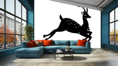 Jumping reindeer character in black and white color. Wall mural