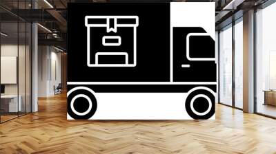 Parcel Delivery Truck Icon In B&W Color. Wall mural