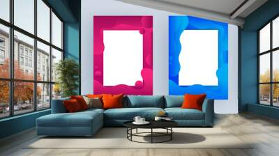 Template or flyer design with space for your message on different color fluid art abstract background in four option. Wall mural