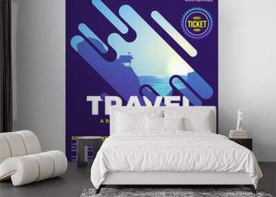 Travel flyer or poster design with venue and contact details. Wall mural