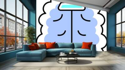 Weight Scale With Brain Blue Icon. Wall mural