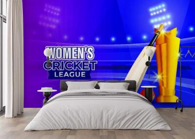 Women's Cricket World Championship Concept.  Wall mural