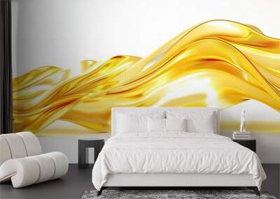 Rich gold wave abstract background, shiny and opulent, isolated on white Wall mural