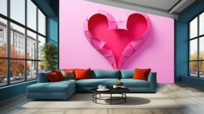 Scissors Cutting a Broken Heart on Colorful Background: Betrayal and Quarrel Theme Wall mural