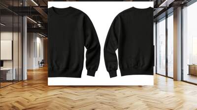 Set of black front and back view tee sweatshirt sweater long sleeve on white background. ai generated Wall mural