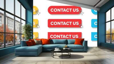 Simple Contact Us Web Button Set with hand pointer or arrow pointer modern minimal style vector Wall mural