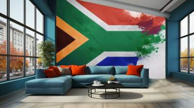 South Africa flag background with a paint splash texture on the wall Wall mural