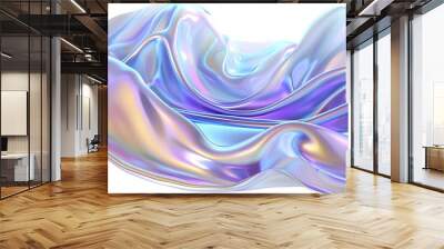 Vibrant pearl wave abstract design, iridescent and shimmering, isolated on a white backdrop Wall mural